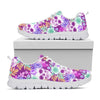 Neon Skull Floral Pattern Print White Running Shoes