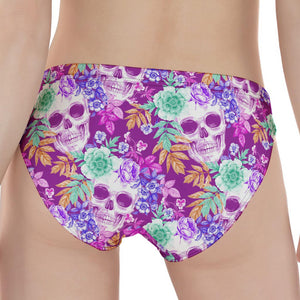 Neon Skull Floral Pattern Print Women's Panties