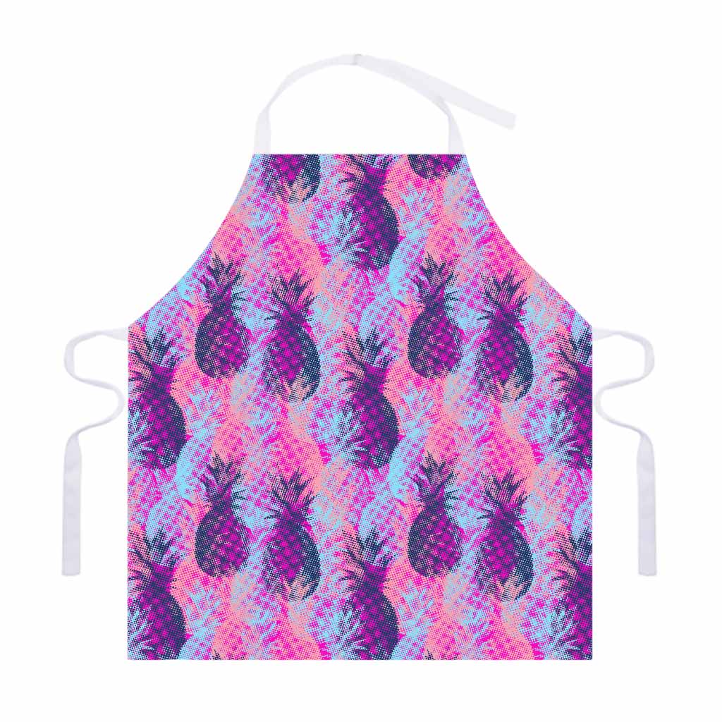 Neon Trippy Pineapple Pattern Print Adjustable Apron
