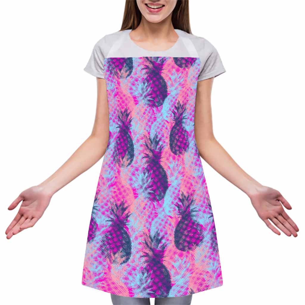 Neon Trippy Pineapple Pattern Print Adjustable Apron