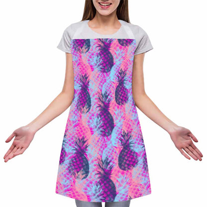 Neon Trippy Pineapple Pattern Print Adjustable Apron