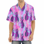Neon Trippy Pineapple Pattern Print Aloha Shirt
