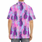 Neon Trippy Pineapple Pattern Print Aloha Shirt