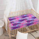 Neon Trippy Pineapple Pattern Print Baby Crib Sheet