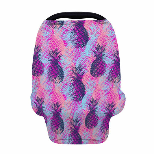 Neon Trippy Pineapple Pattern Print Baby Seat Cover