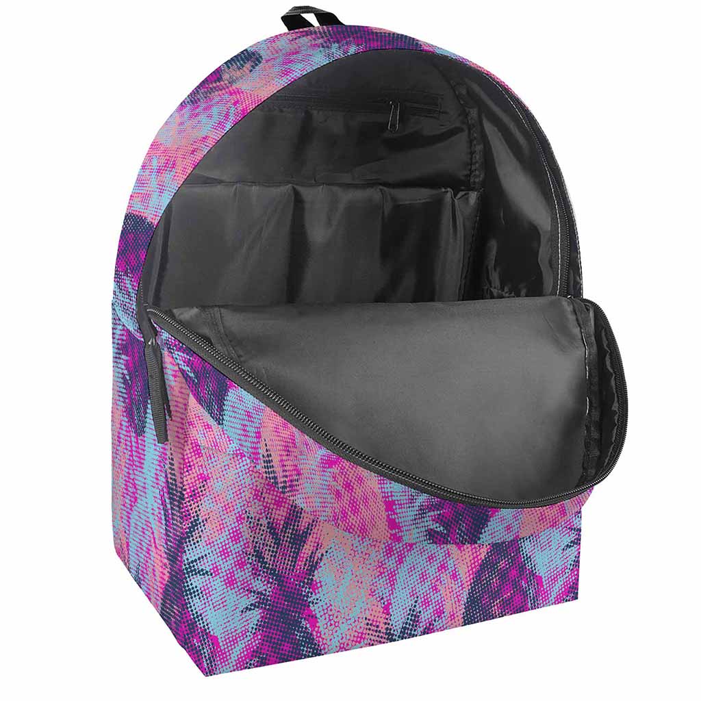 Neon Trippy Pineapple Pattern Print Backpack