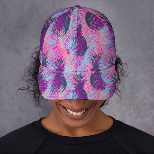 Neon Trippy Pineapple Pattern Print Baseball Cap