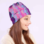 Neon Trippy Pineapple Pattern Print Beanie