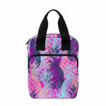 Neon Trippy Pineapple Pattern Print Bible Tote Bag