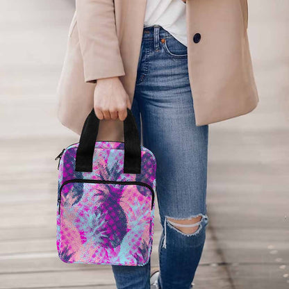 Neon Trippy Pineapple Pattern Print Bible Tote Bag