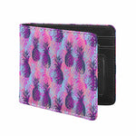 Neon Trippy Pineapple Pattern Print Bifold Wallet