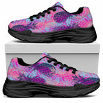 Neon Trippy Pineapple Pattern Print Black Chunky Shoes
