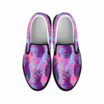 Neon Trippy Pineapple Pattern Print Black Slip On Sneakers