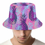 Neon Trippy Pineapple Pattern Print Bucket Hat