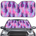 Neon Trippy Pineapple Pattern Print Car Windshield Sun Shade