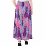 Neon Trippy Pineapple Pattern Print Chiffon Maxi Skirt