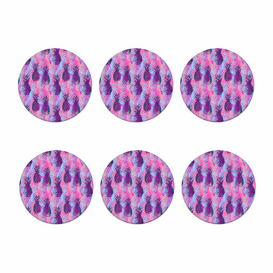 Neon Trippy Pineapple Pattern Print Coaster Set