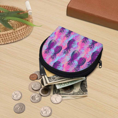 Neon Trippy Pineapple Pattern Print Coin Purse