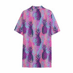 Neon Trippy Pineapple Pattern Print Cotton Hawaiian Shirt