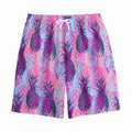 Neon Trippy Pineapple Pattern Print Cotton Shorts
