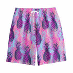 Neon Trippy Pineapple Pattern Print Cotton Shorts