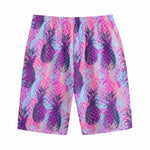 Neon Trippy Pineapple Pattern Print Cotton Shorts
