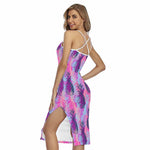 Neon Trippy Pineapple Pattern Print Cross Back Cami Dress