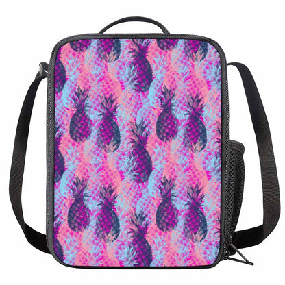 Neon Trippy Pineapple Pattern Print Crossbody Lunch Bag