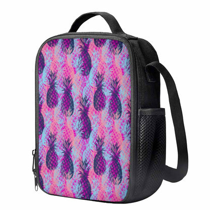 Neon Trippy Pineapple Pattern Print Crossbody Lunch Bag