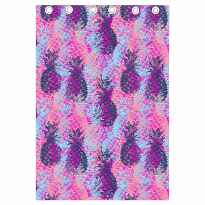 Neon Trippy Pineapple Pattern Print Curtain