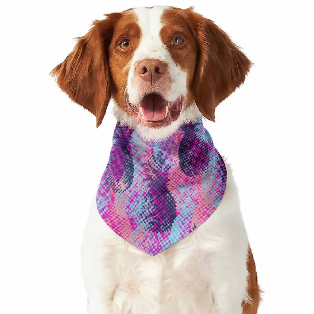 Neon Trippy Pineapple Pattern Print Dog Bandana