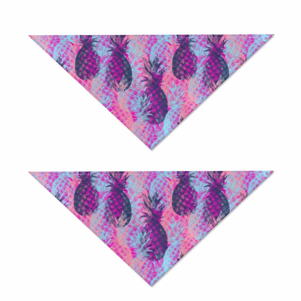Neon Trippy Pineapple Pattern Print Dog Bandana