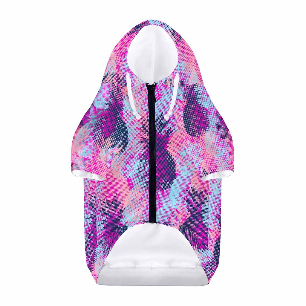 Neon Trippy Pineapple Pattern Print Dog Zip Up Hoodie