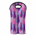 Neon Trippy Pineapple Pattern Print Double Neoprene Wine Tote