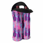 Neon Trippy Pineapple Pattern Print Double Neoprene Wine Tote