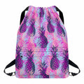 Neon Trippy Pineapple Pattern Print Drawstring Backpack