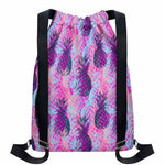 Neon Trippy Pineapple Pattern Print Drawstring Backpack