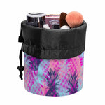 Neon Trippy Pineapple Pattern Print Drawstring Makeup Bag
