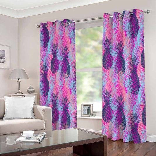 Neon Trippy Pineapple Pattern Print Extra Wide Grommet Curtains