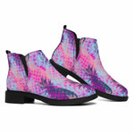 Neon Trippy Pineapple Pattern Print Flat Ankle Boots