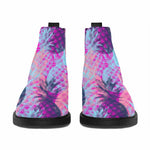 Neon Trippy Pineapple Pattern Print Flat Ankle Boots