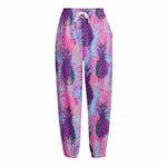 Neon Trippy Pineapple Pattern Print Fleece Lined Knit Pants