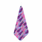 Neon Trippy Pineapple Pattern Print Hand Towel