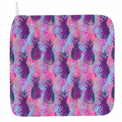 Neon Trippy Pineapple Pattern Print Hand Towel
