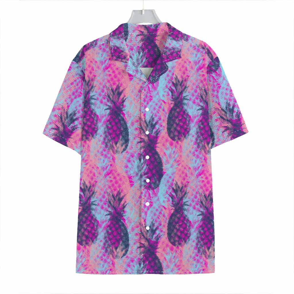 Neon Trippy Pineapple Pattern Print Hawaiian Shirt