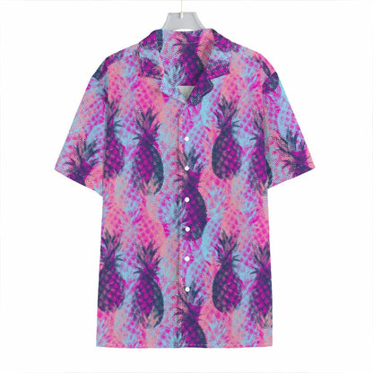 Neon Trippy Pineapple Pattern Print Hawaiian Shirt