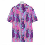 Neon Trippy Pineapple Pattern Print Hawaiian Shirt