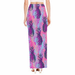 Neon Trippy Pineapple Pattern Print High Slit Maxi Skirt