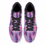 Neon Trippy Pineapple Pattern Print High Top Leather Sneakers