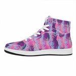 Neon Trippy Pineapple Pattern Print High Top Leather Sneakers